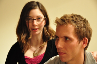 Jen looking evil, Jeremy looking concerned