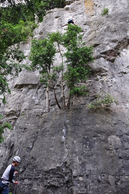 Daren belaying Lap on the 5.10a
