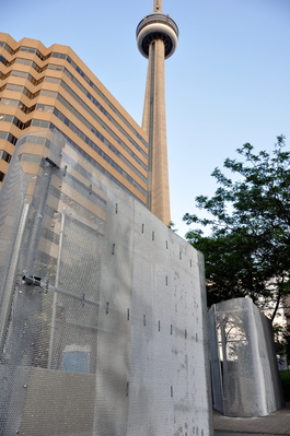 CN Tower with fences