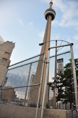 CN Tower with fences