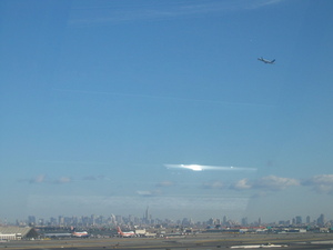 New York skyline from the Newark airport train