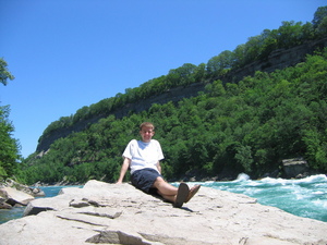 Me on a rock in front of the Niagara River