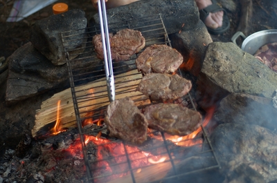 Cooking the steaks