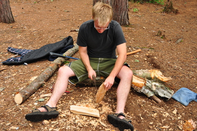 Anthony making his boat