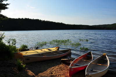 The canoes ready to be loaded up