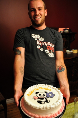 Matt and our ice cream cake back in Ottawa