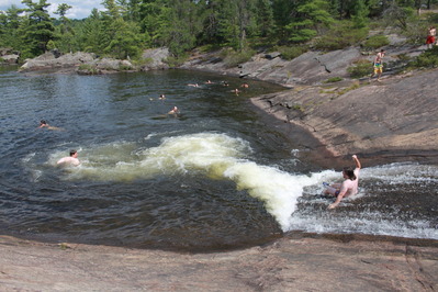 Mike going down the waterslide