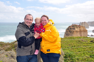 Toni and Patrick and Kiera at the Twelve Apostles