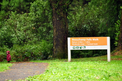 Kiera eager to get walking on the rain forest trail