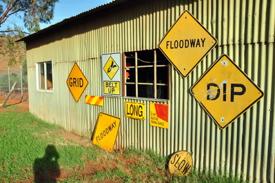 Random signs on a shed