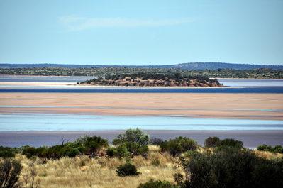 The salt lake (with and island in the middle)