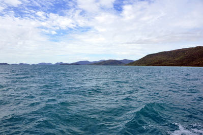 On the water heading to the islands