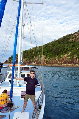 Me on the boat in Luncheon Bay