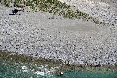 Local fishermen, they got down there by helicopter