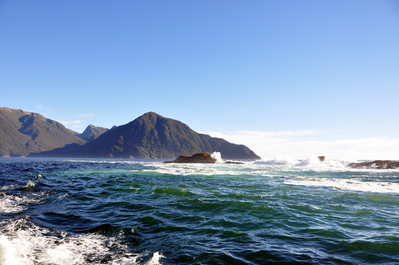The water was a bit rougher at the mouth of the sound