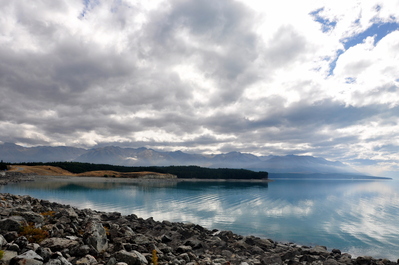 Blue lake below Mt. Cook