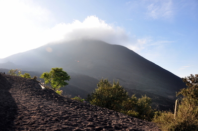 The peak of Pacaya was obscured during our ascent