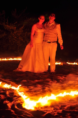 Rob and Janet after the fire dancers in the middle of the 