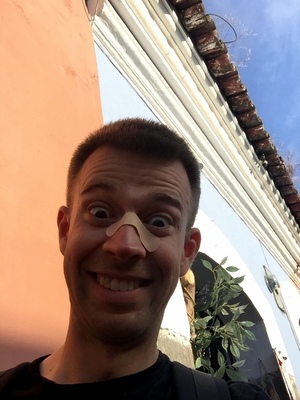 Me after running into some security bars...travelling with doctors is a good thing