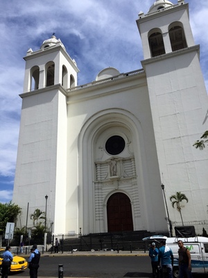 Metropolitan Cathedral (Llort's tiles used to surround the entire large arch over the entrance)