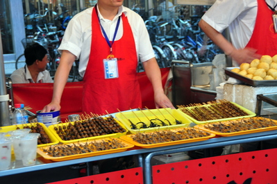 Scorpions and centipedes at the night market