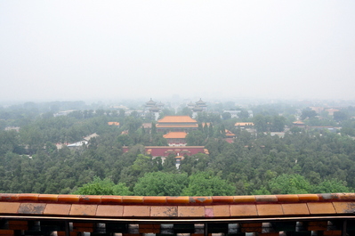 At the top of Jingshan Park, looking north, away from the Forbidden City