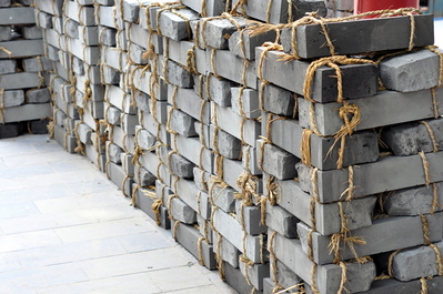 Bricks for repairs, hand-bound with weird twine