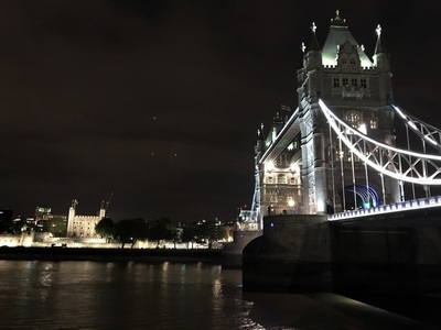 Tower of London and London Bridge at night