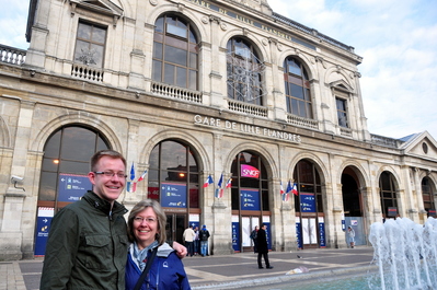 Mom and Anthony by the train station
