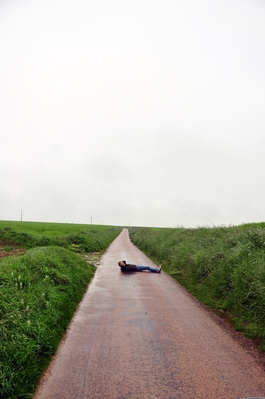 Anthony demonstrating the width of one of the roads we drove on; this one was actually pretty wide