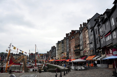 The port lined with pretty houses