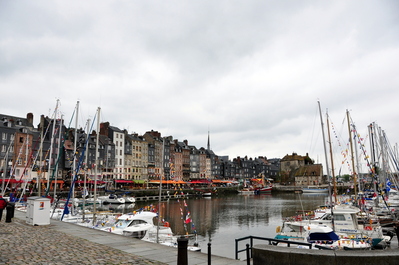 The port lined with pretty houses