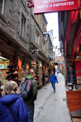 Walking up a random street inside the town at the base of the Mont