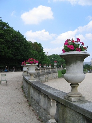 Some potted flowers surrounding the central area
