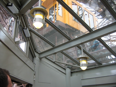 The elevator up the tower