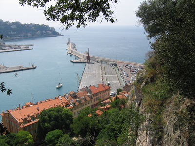 View out over the harbour while walking up the path