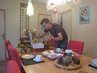 In the tea box at breakfast