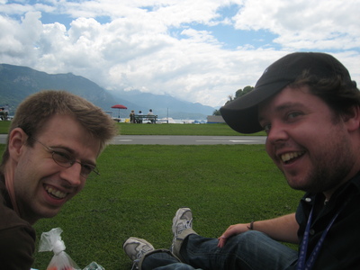 Enjoying lunch in the sun by the lake
