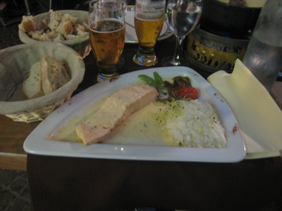 Salmon and rice at supper