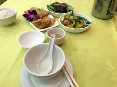 A part of my lunch. Those hug mushrooms at the back? I ate them all. Me!