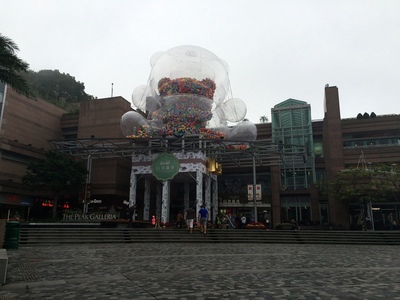 Crazy teddy bear made of balloons and contained in a giant balloon teddy bear