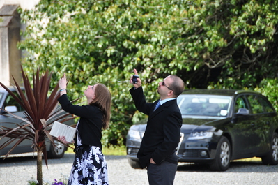 Kim and John pointing at the castle for some reason