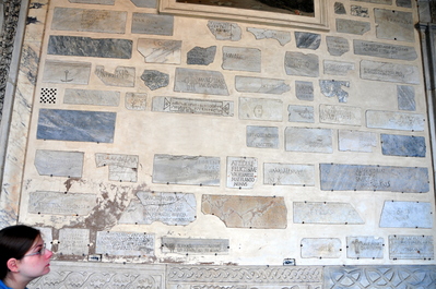 Old writings at Basilica di Santa Maria in Trastevere