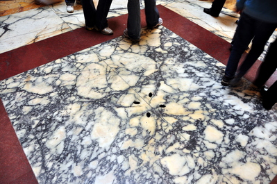 Drainage holes in the floor below the oculus for when it rains