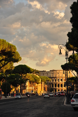 The Colosseum in the setting sun
