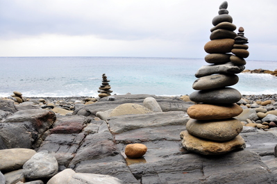 Piled rocks on the beach