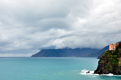 Outskirts of Manarola and huge clouds in the background