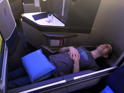 Checking out the lie-flat seat