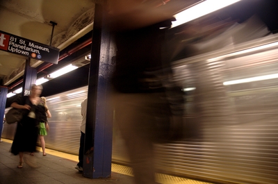 The subway rushing past