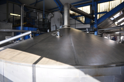 Huge stainless steel (instead of cast iron) mash tun at Laphroig